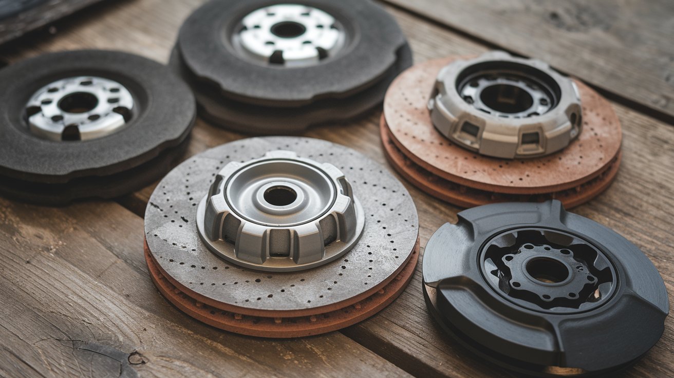 Range Rover brake pads and disc wear patterns inspected before replacement
