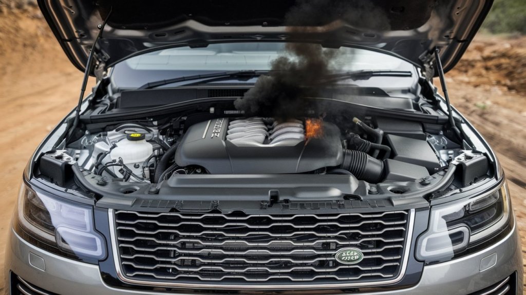 Range Rover with bonnet open during workshop diagnosis in Dubai