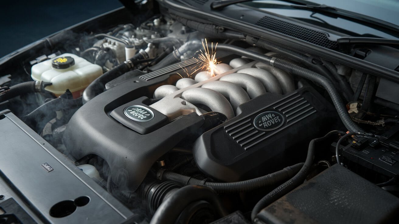 Range Rover engine inspected during supercharger diagnosis