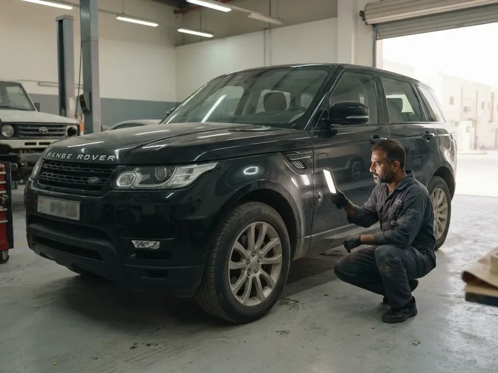 Range Rover aluminium body repair inspection in Dubai